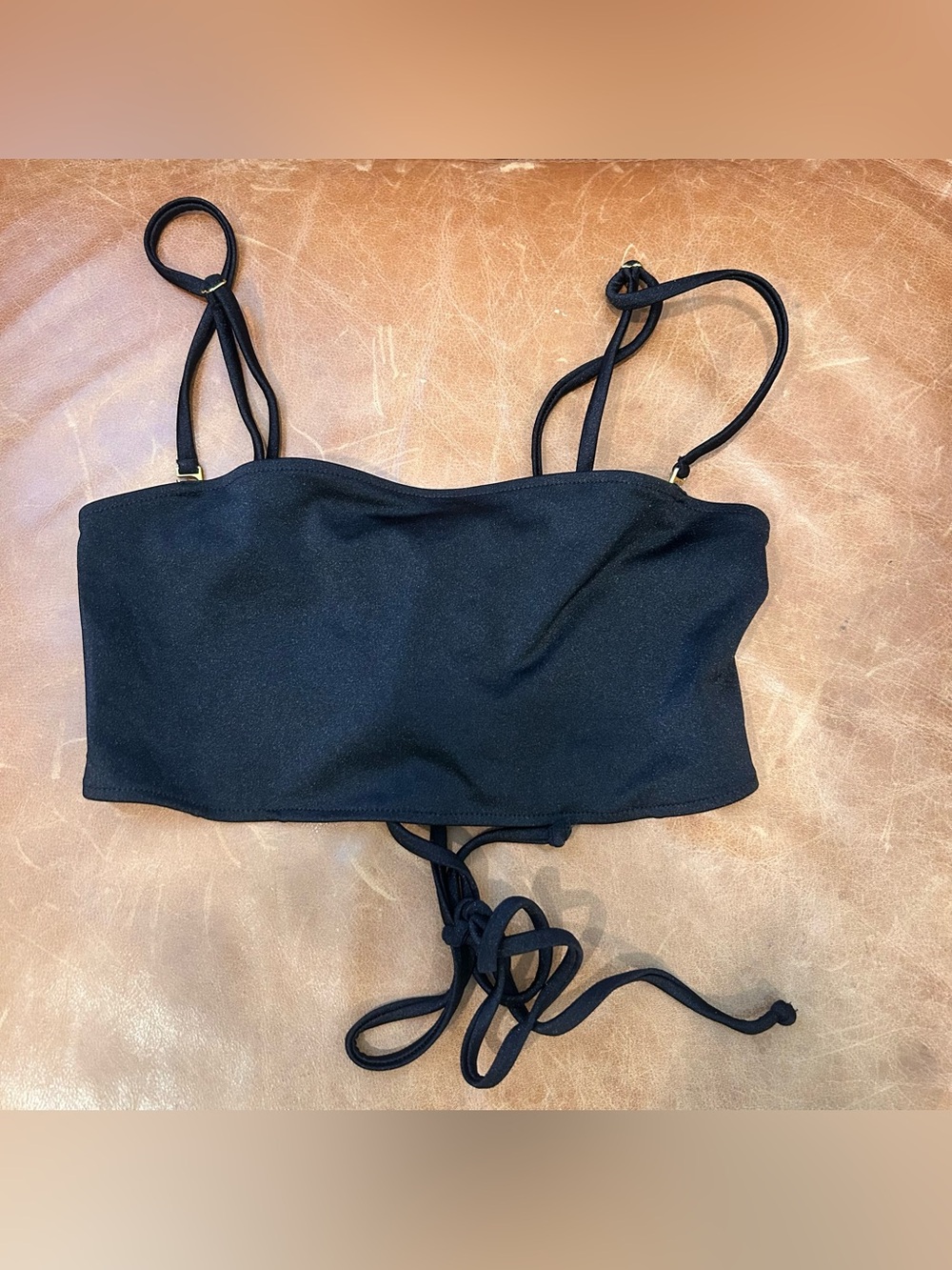 Black Strappy Bandeau Swim Top